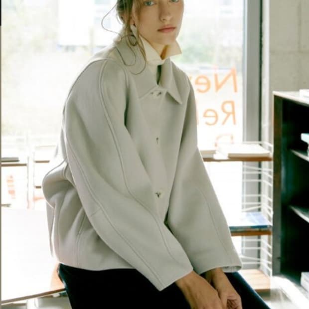 프론트로우 코쿤슬리브 울캐시미어 코트 더스티베이지_S