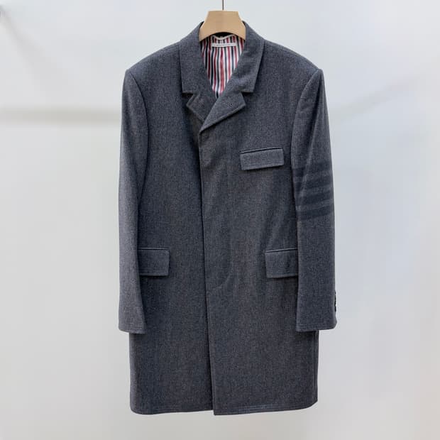 [S+급/2] 톰브라운 사선완장 울 체스터필드 오버 코트 그레이