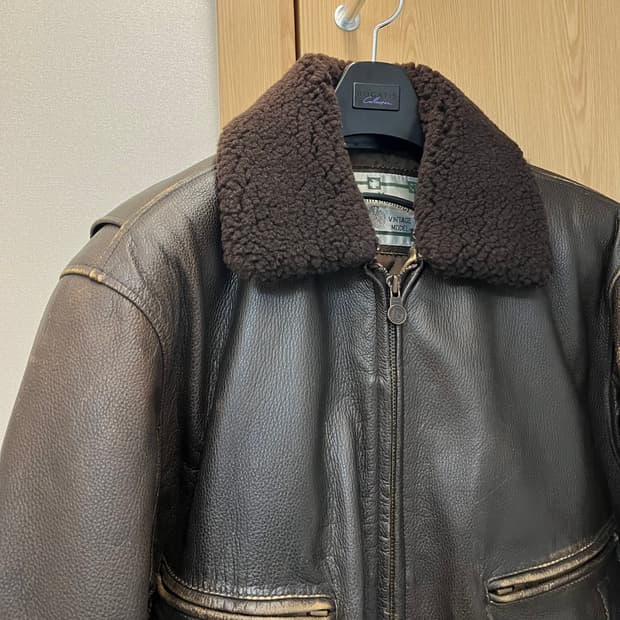 빈티지 가죽 봄버 자켓