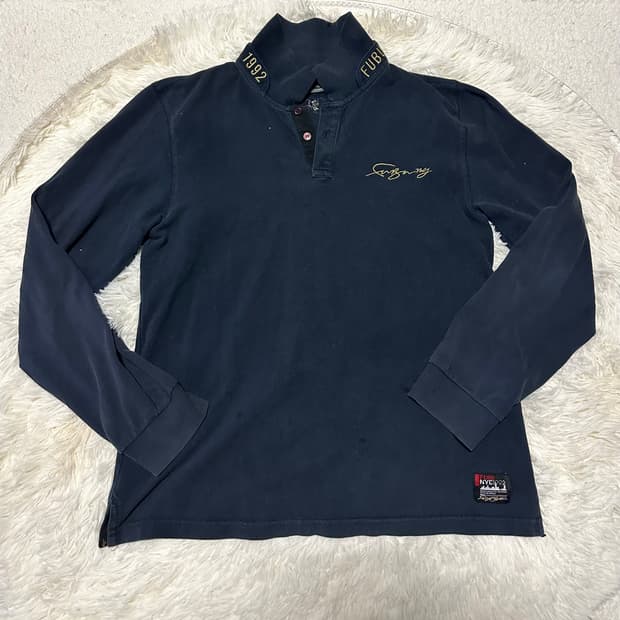 FUBU 넥라인 포인트 카라 긴팔티 XL