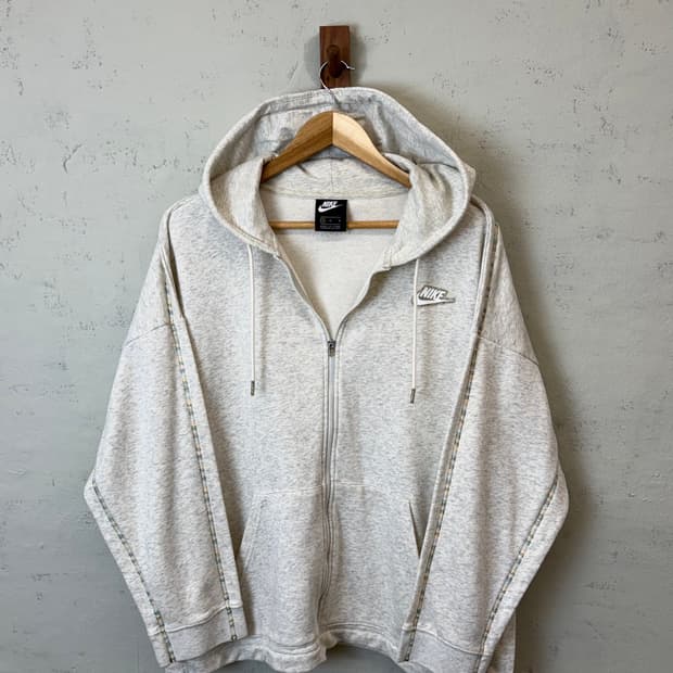 나이키 기본로고 크림 아이보리 후드집업