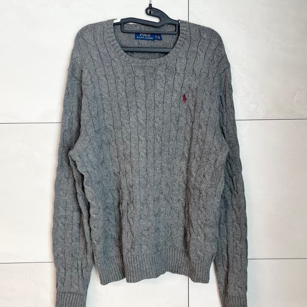 폴로 랄프로렌 케이블 니트 그레이 [L]