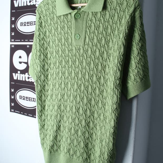(M-XL) 미나브 반팔 카라 티셔츠 새상품 니트 케이블-H34667