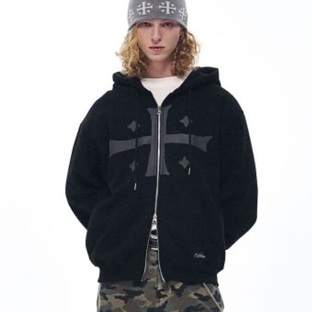 프리마리오 크로스 후드집업 블랙