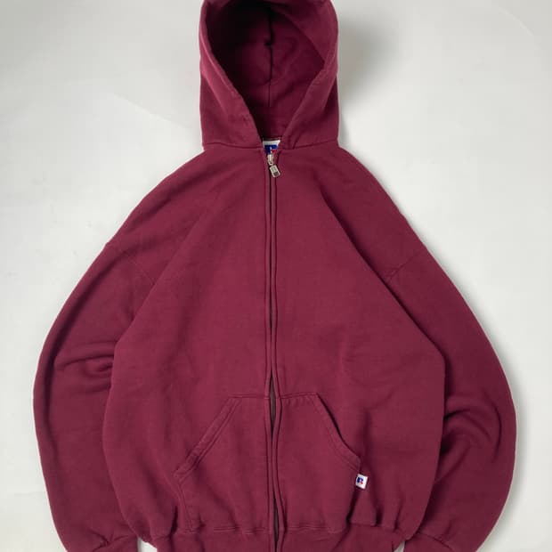 90s Russell Zip Up Hoodie (burgundy)