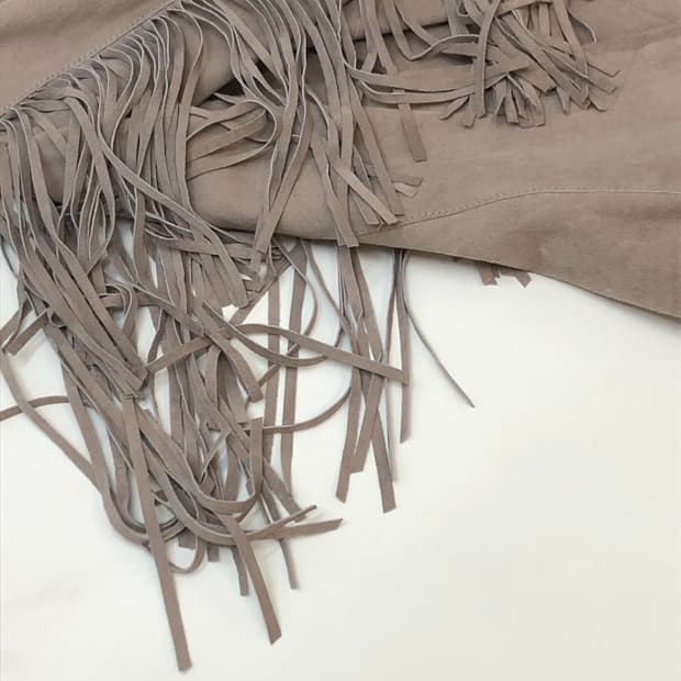 Soia & Kyo 소이아앤쿄 베이지 프린지 스웨이드 레더 자켓