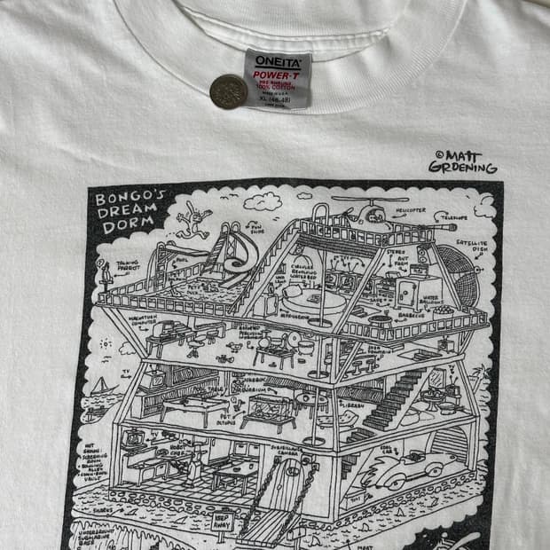 90s Apple 티셔츠 Matt Groening 아트웍 xl