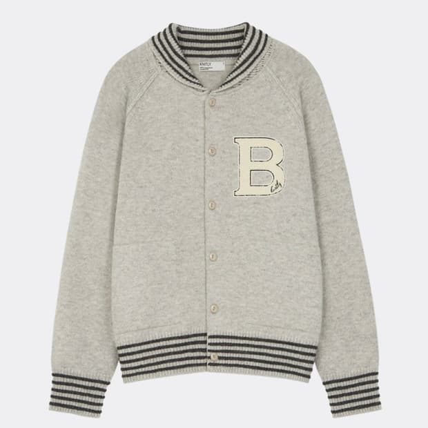 KNIT VARSITY CARDIGAN_Melange Grey