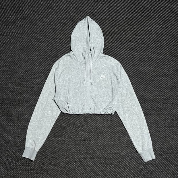 [L] Nike 나이키 우먼즈 크롭 그레이 면 후드집업