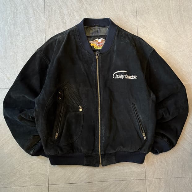 90s 91년 7월 생산 할리 데이비슨 가죽 스웨이드 자켓