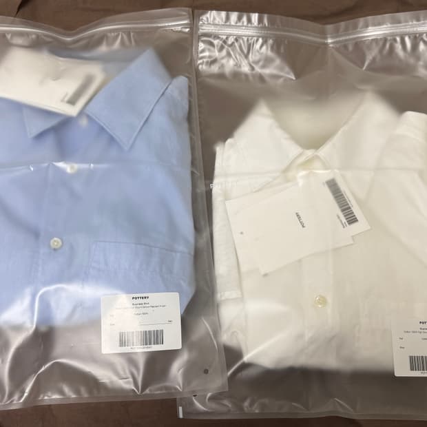 포터리 비즈니스 셔츠 삭스&화이트 1사이즈