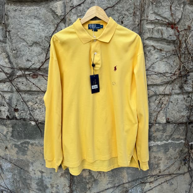 빈티지 폴로 랄프로렌 카라 티셔츠 옐로우 데드스탁