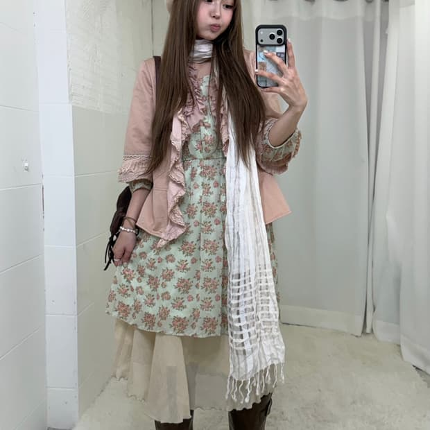 핑크 민트 페어리 히메 리즈리사깔 리본 니혼진 코디세트