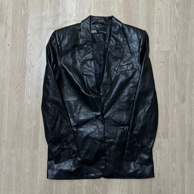 자라 여성 레더 가죽 블레이저 자켓 XS/85