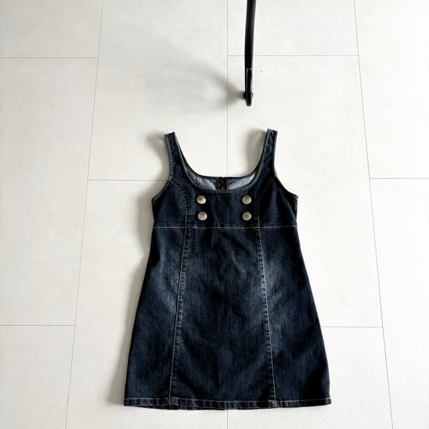 button denim mini dress
