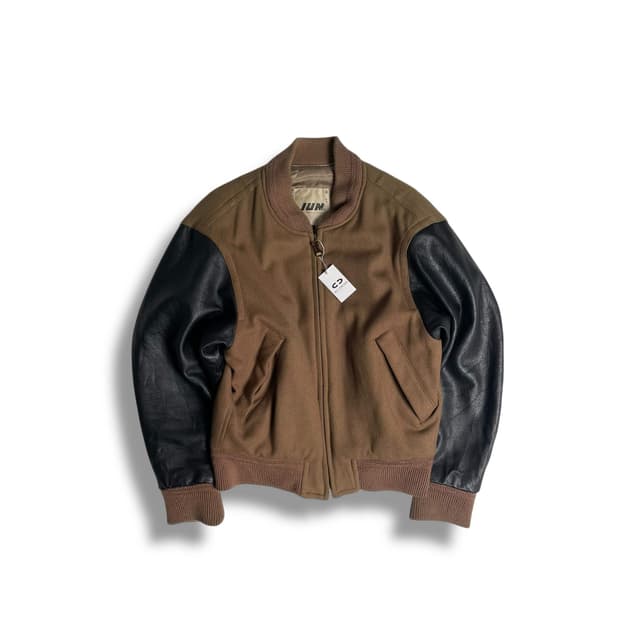 90's jun men 소가죽 바시티 봄버  