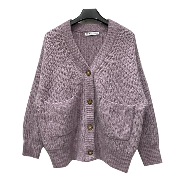 ZARA 자라 오버핏 앙고라 울 니트 가디건 S