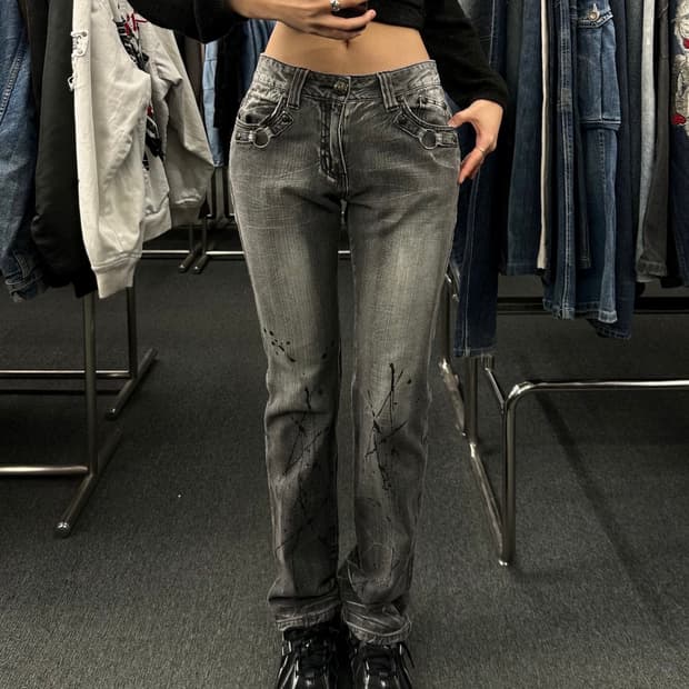 L)Blow By Blue 일본 y2k 빈티지 흑청 데님 팬츠