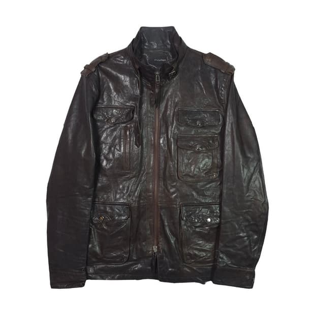 ITLEATHER 딥브라운 크링클 레더 M65 사파리 자켓 XL
