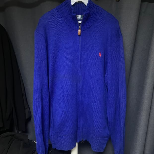 폴로 투웨이 니트 집업 블루 XL