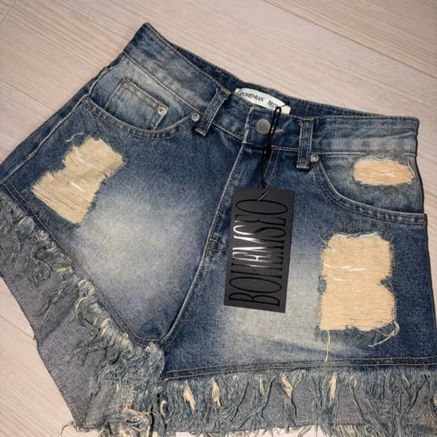 DAMAGE WASHING SHORTS BLUE