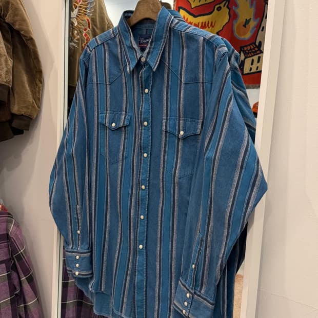 90s Wrangler 랭글러 웨스턴 스트라이프 셔츠