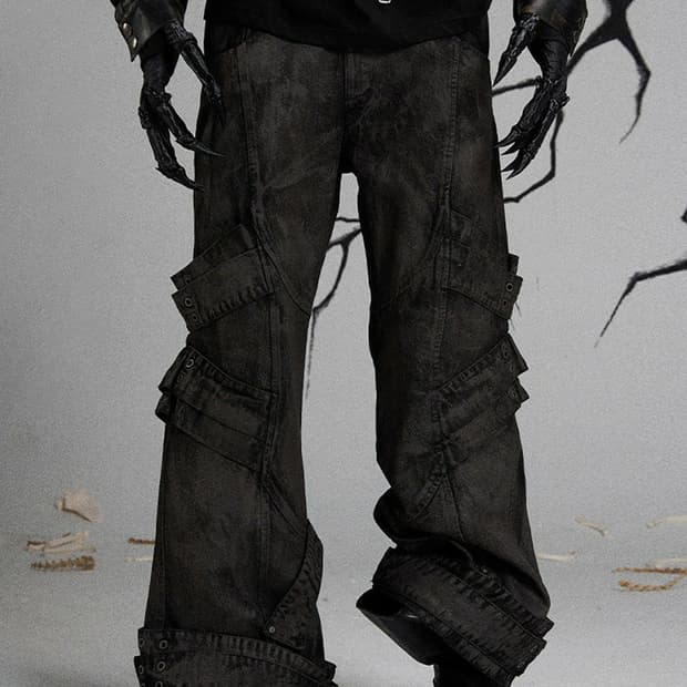 FLYERRER Mud-Dyed Distressed Pants