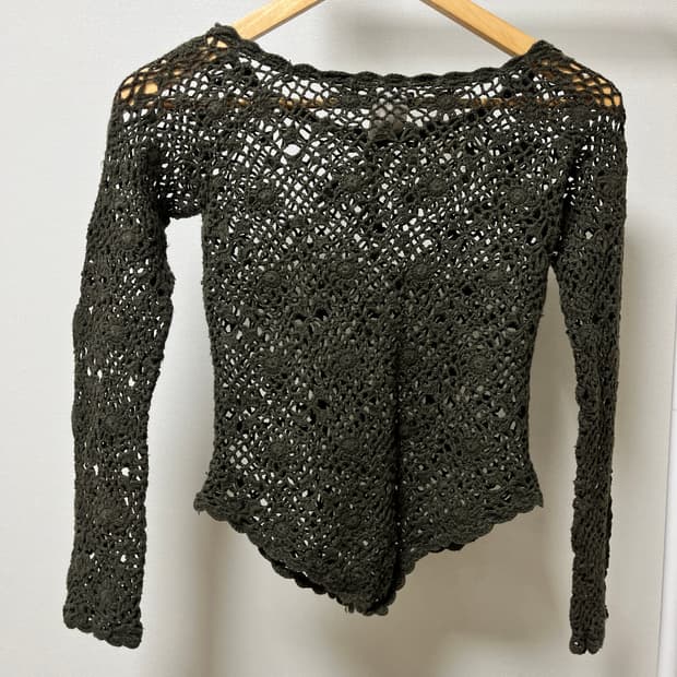 히피 빈티지 레이스 니트 탑