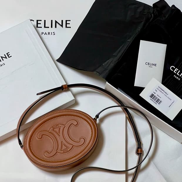 셀린느 트리오페 오벌펄스 미니 탄 크로스백