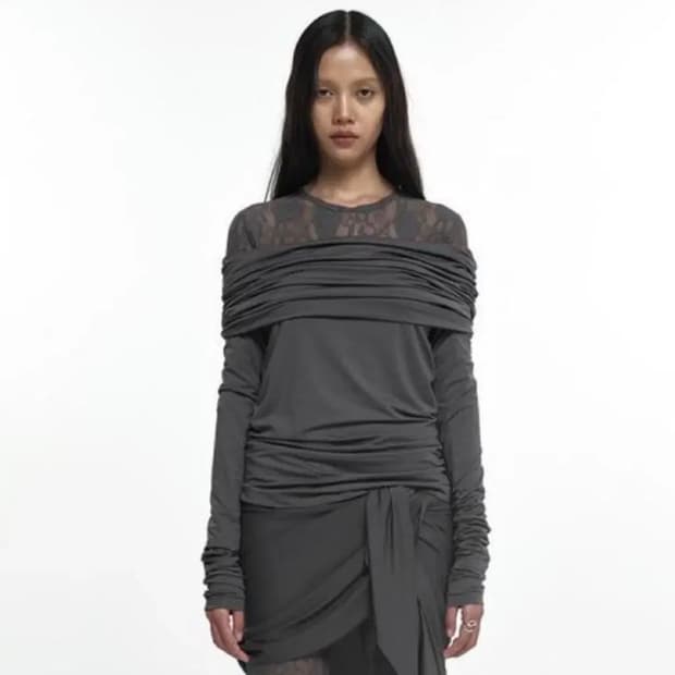 nache DRAPING LONG SLEEVE CHARCOAL