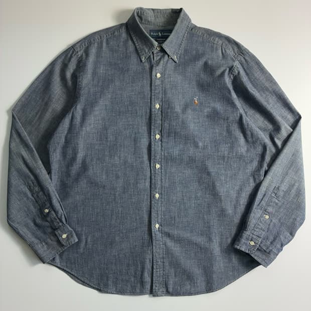 Polo  폴로 랄프로렌 자수 코튼 다크 샴브레이 셔츠 