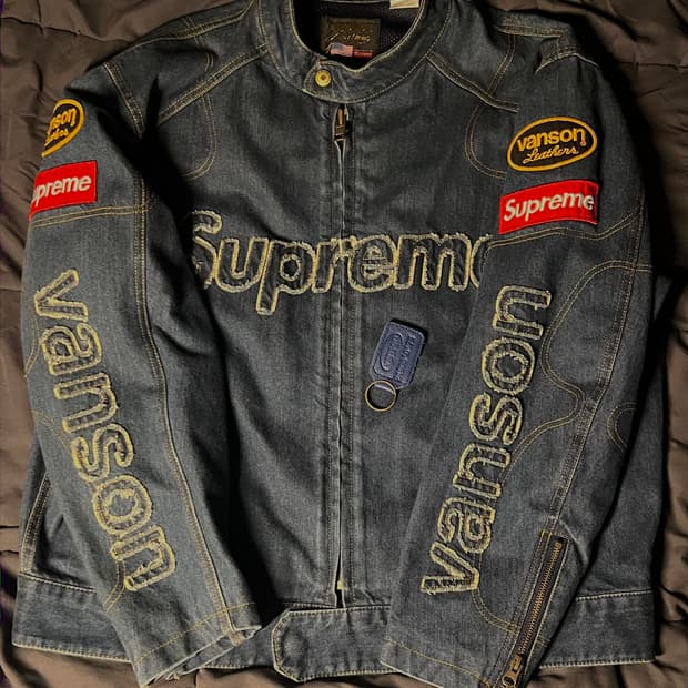 슈프림x밴슨 레더스 코듀라 데님 자켓 블루 L