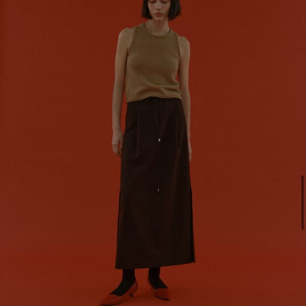 에토스 SIDE SLIT LONG SKIRT-BROWN스몰사이즈