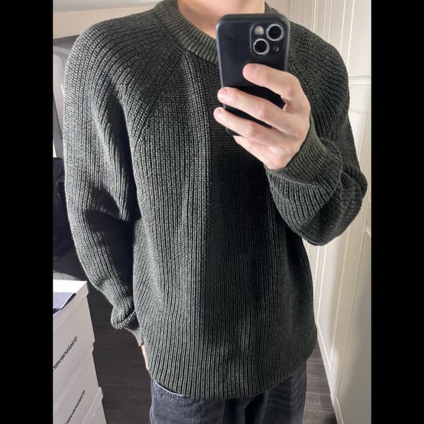 [110] HnM 에이치엔엠 코튼 니트 카키