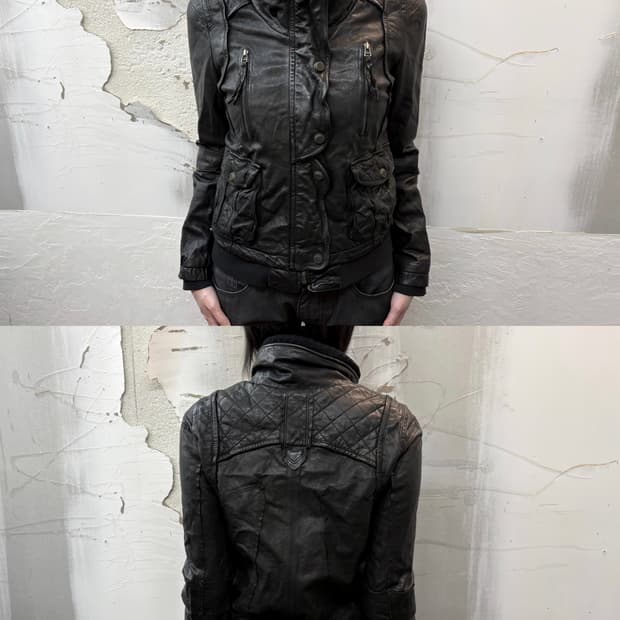 sheepskin high neck detail jacket