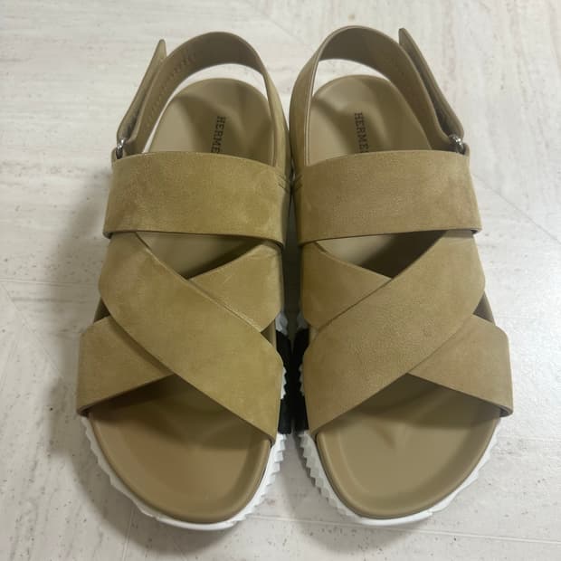 [42] 에르메스 일렉트릭 샌들 스웨이드 고트스킨& 베쥬 알바트르