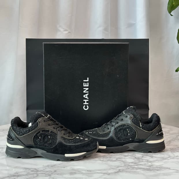 샤넬 CC로고 트위드 스니커즈 37.5