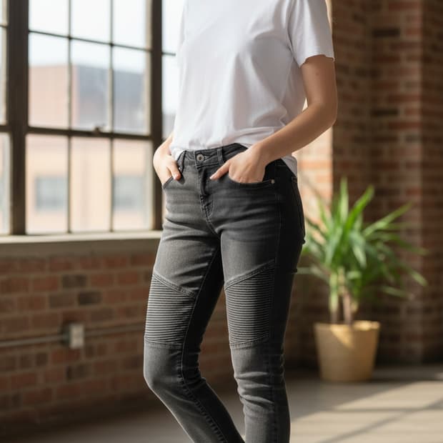 뱅뱅진스 여성 블랙 모토진 S사이즈