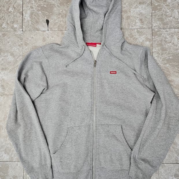 슈프림 스몰 박스 로고 후드집업 그레이 M