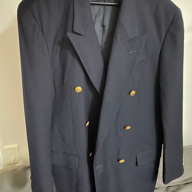 SHARIVE 네이비 금장 더블 블레이저