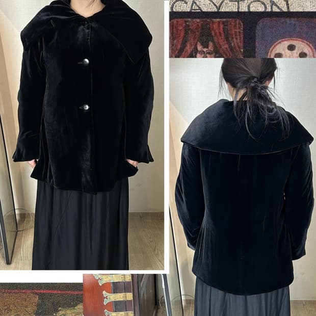 아르마니 콜레지오니 실크 벨벳 푸퍼 자켓