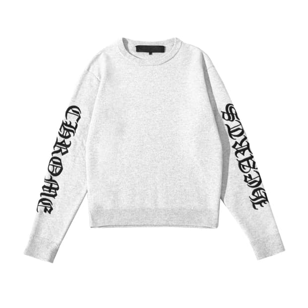 [XXL] 크롬하츠 레터링 자수 캐시미어 니트 그레이