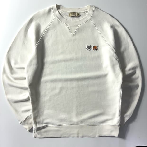 Maison kitsne  메종 키츠네 폭스패치 코튼 화이트 맨투맨 