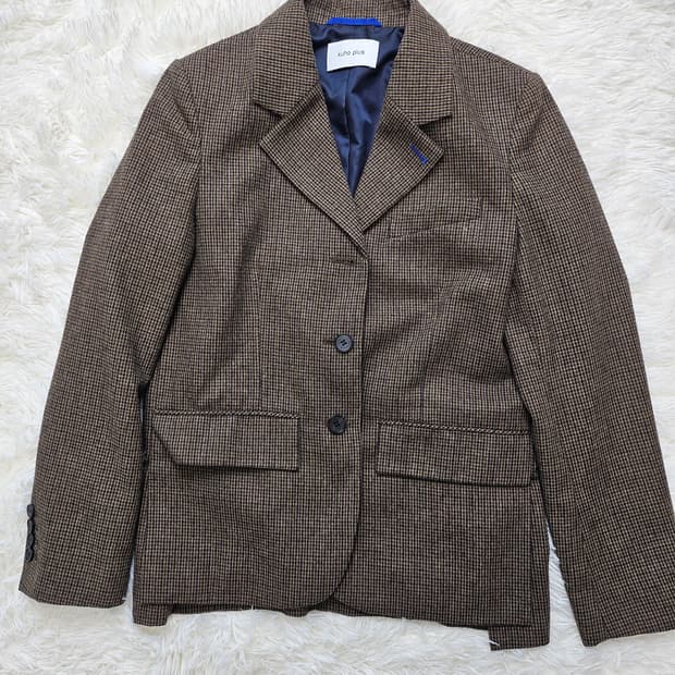 kuho plus 구호플러스 싱글 브라운 체크 자켓 82