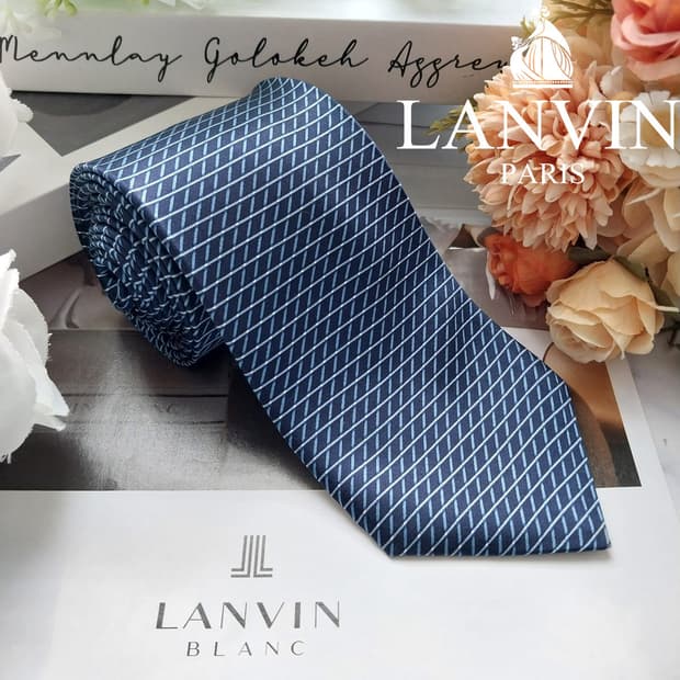 랑방 실크 네이비 스트라이프 넥타이 8.1cm A+등급 K2193