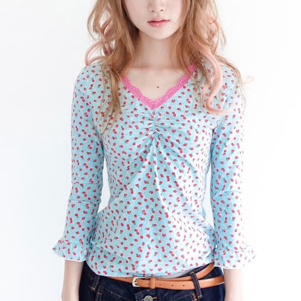 샵페어리 little strawberry lace top mint