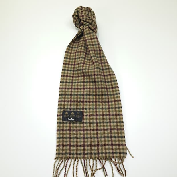 MX489 바버 90s 울 타탄체크 올리브 머플러 목도리