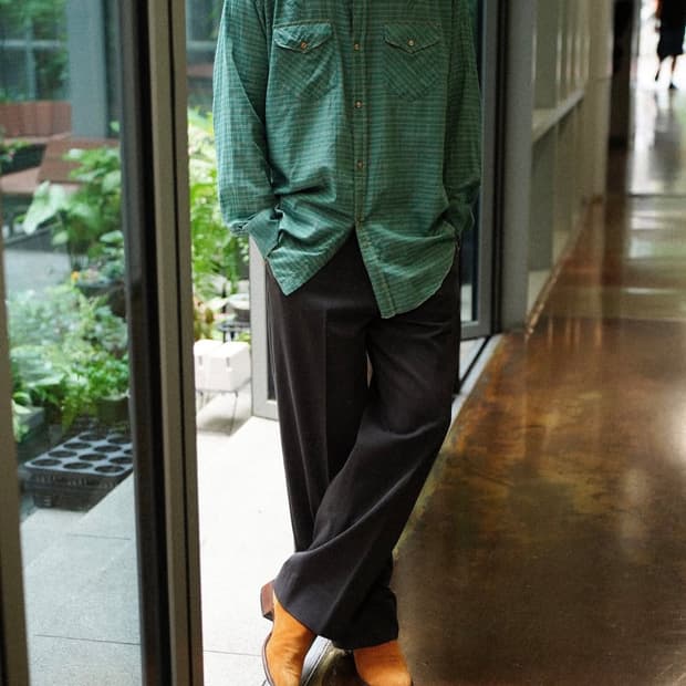 마티앤선즈 치노 트라우저 그레이 샴브레이 4사이즈