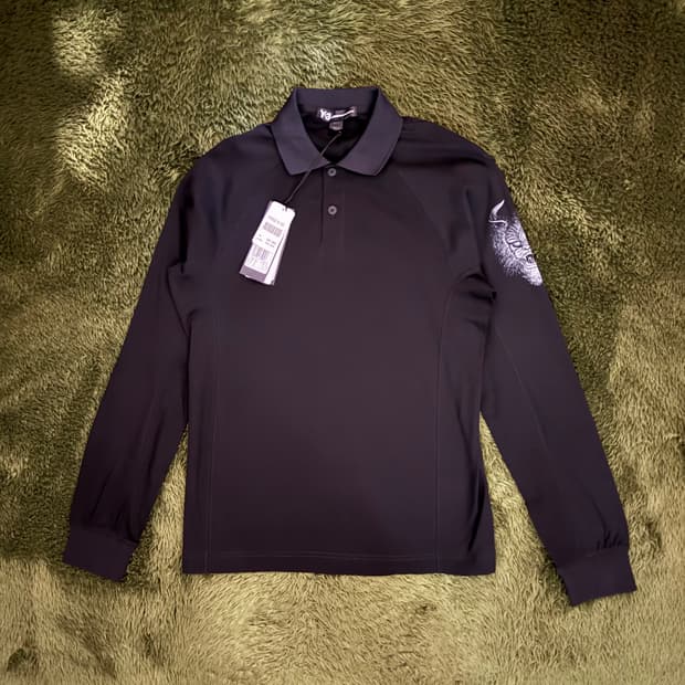 Y-3 요지 야마모토 뉴질랜드 올블랙스 폴로 롱슬리브 블랙