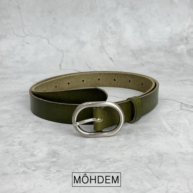 [Unisex] 말차라테 천연가죽 미니멀 벨트